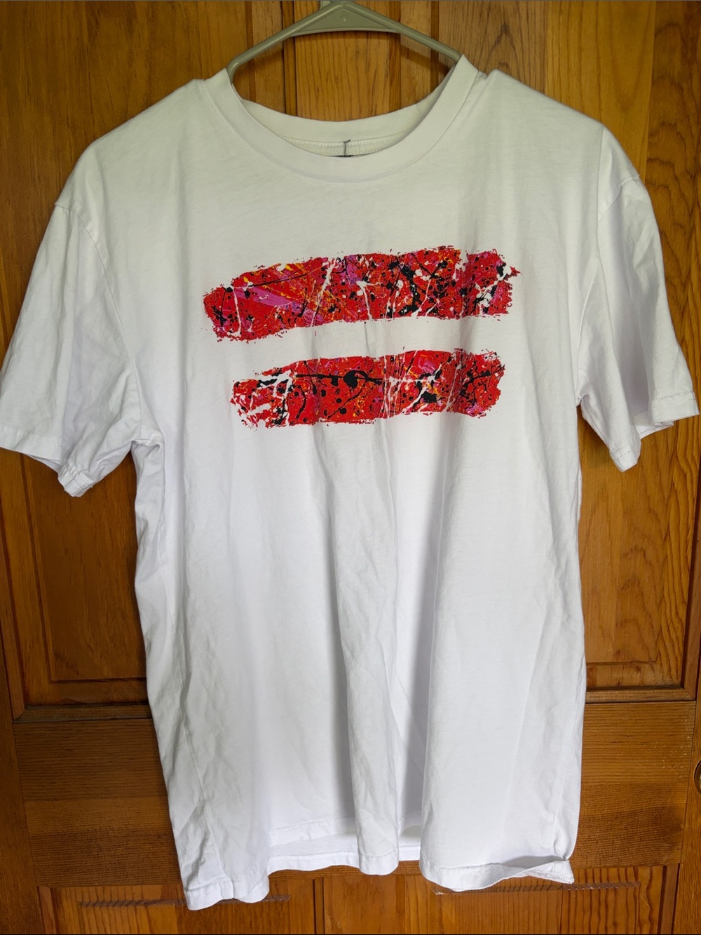 Ed Sheeran White Graphic T-Shirt with Red Brushstroke Print